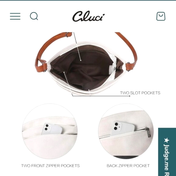 Cluci Amos Triple Pockets Vintage Crossbody Bag Beige & Brown NWT - Picture 3 of 14